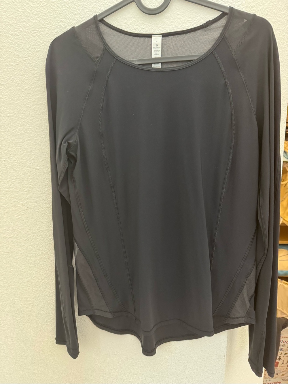 lululemon athletica Black Long-Sleeve Mesh Panel Top